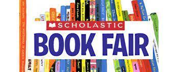 Picture of books and the wording Scholastic Book Fair