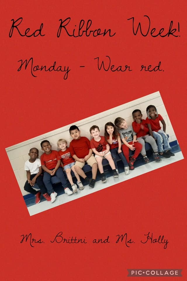 students wearing red for red ribbon week