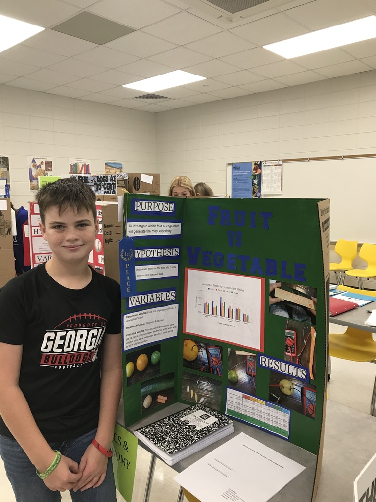 1st place Which fruit or vegetable will generate the most electricity?  Brock Martin
